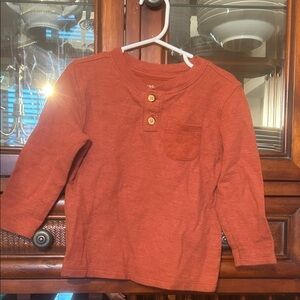Cat & Jack Long Sleeve Henley Shirt - Rust